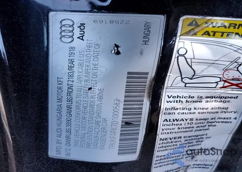 2013 Audi Tt Prestige z USA, uszkodzony, nr VIN TRUKFAFK7D1000587